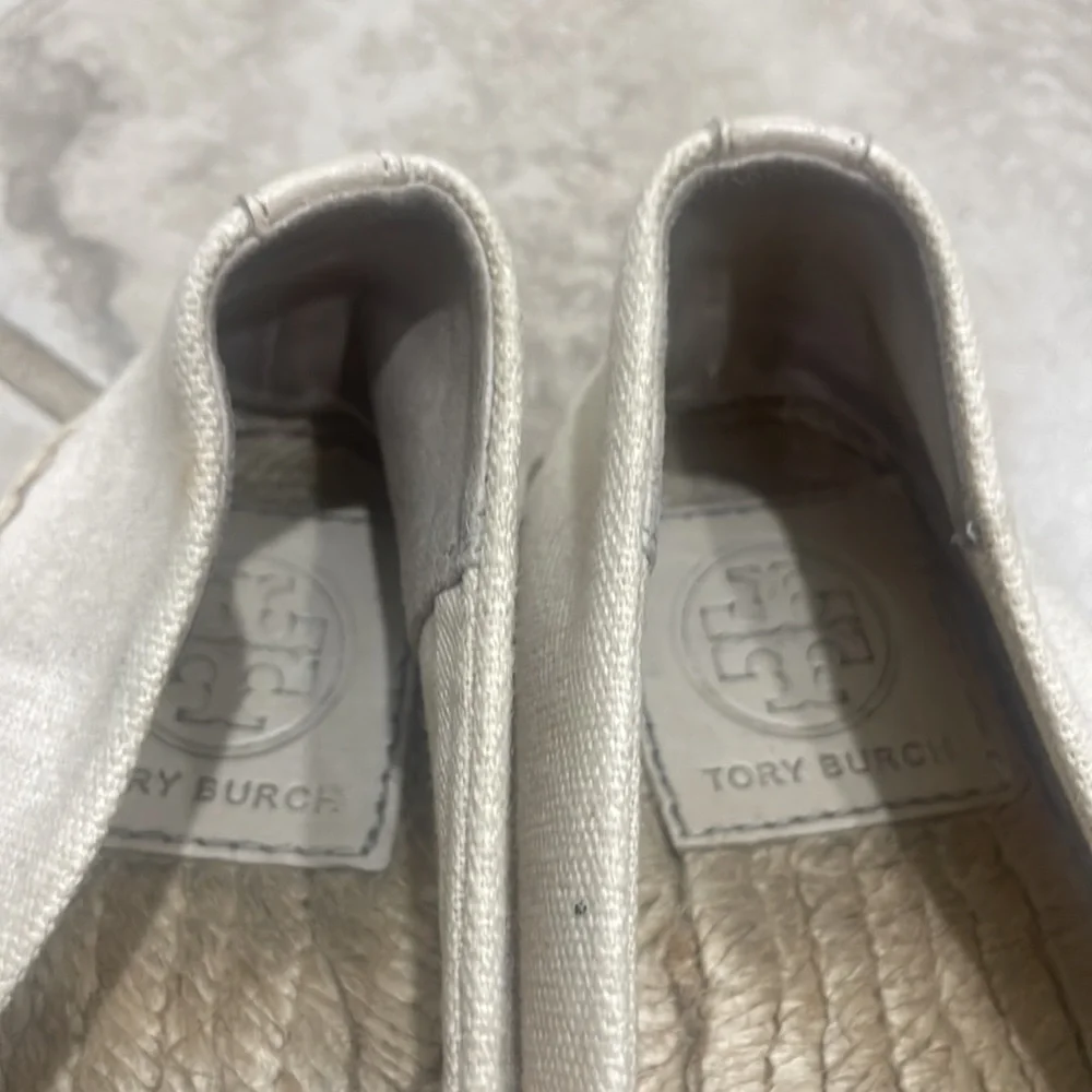 Tory Burch Canvas Color‎ Block Flat Espadrille size 8 Black And Tan